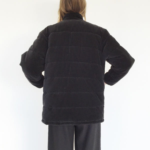 Johan Vintage Black Velvet Puffer Coat Johan Vintage Black Velvet Puffer Coat