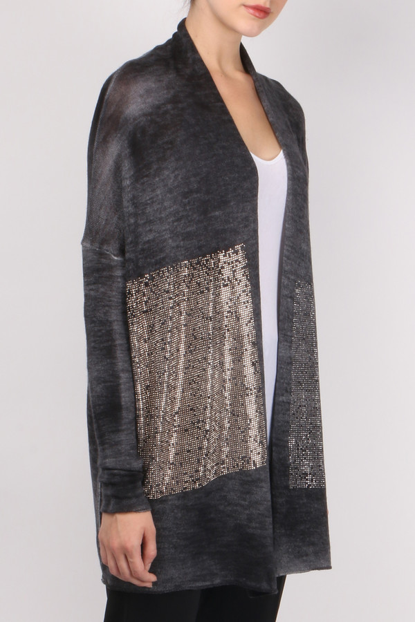 (nude) Cardigan with Application (nude) Cardigan with Application