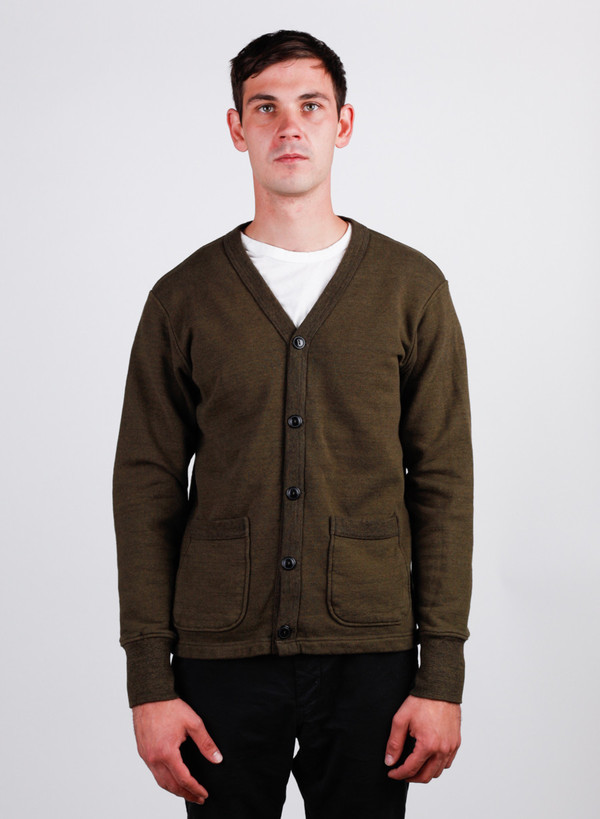 Men's National Athletic Goods Varsity Cardigan Olive Men's National Athletic Goods Varsity Cardigan Olive