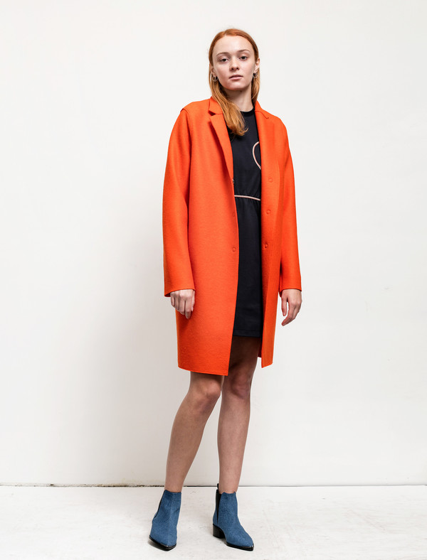 Harris Wharf Womens Cocoon Coat Pressed Wool Orange Harris Wharf Womens Cocoon Coat Pressed Wool Orange