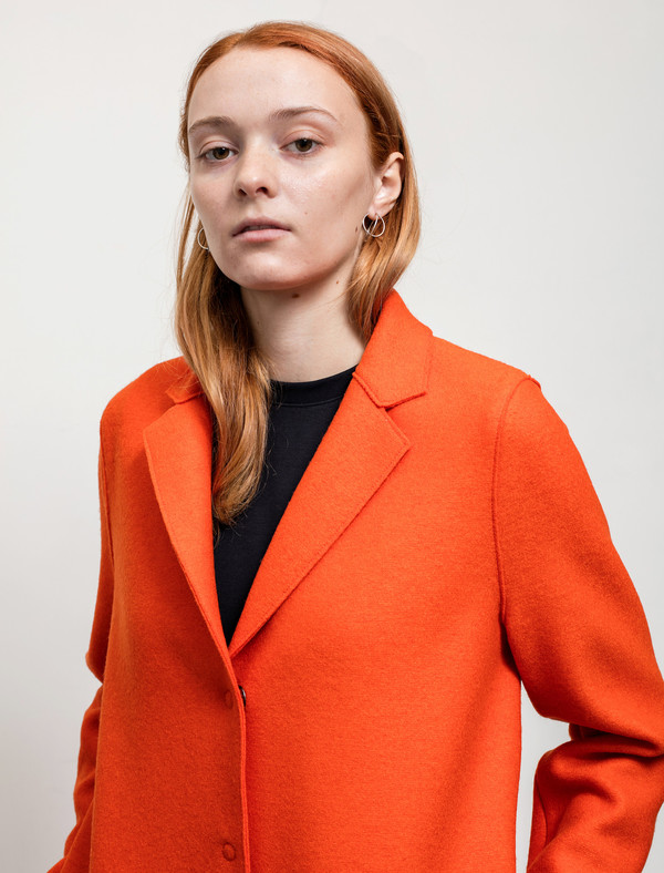 Harris Wharf Womens Cocoon Coat Pressed Wool Orange Harris Wharf Womens Cocoon Coat Pressed Wool Orange