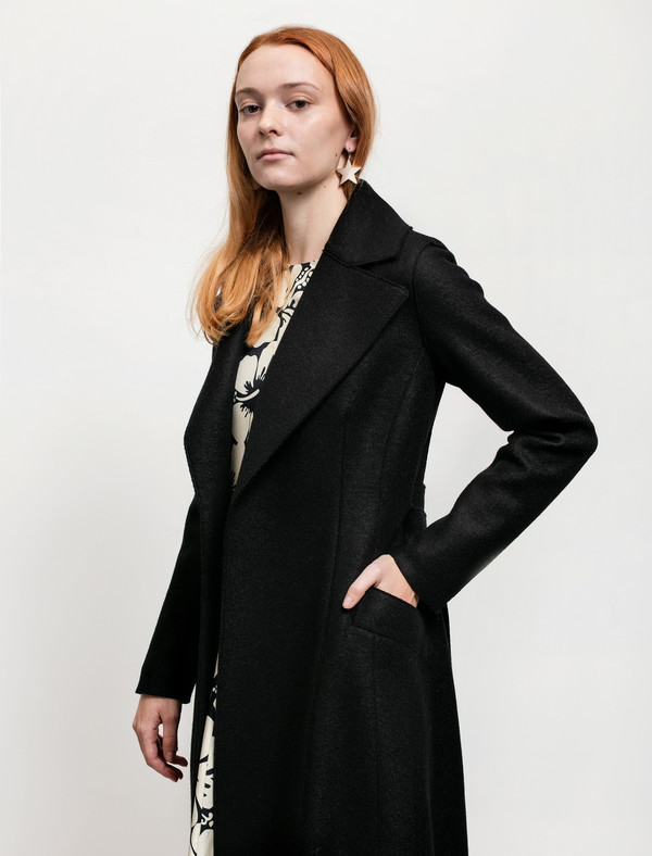 Harris Wharf Womens Long Duster Coat Pressed Wool Black Harris Wharf Womens Long Duster Coat Pressed Wool Black