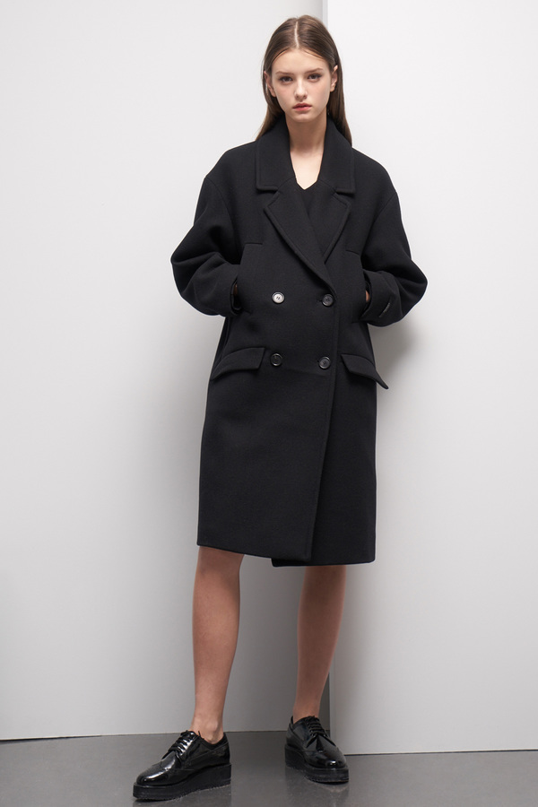 LOOKAST Oversized Double Breasted Wool Coat- Black LOOKAST Oversized Double Breasted Wool Coat- Black