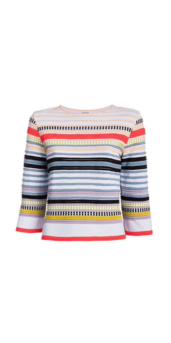 SUNO NEON STRIPE OTTOMAN KNIT TOP SUNO NEON STRIPE OTTOMAN KNIT TOP