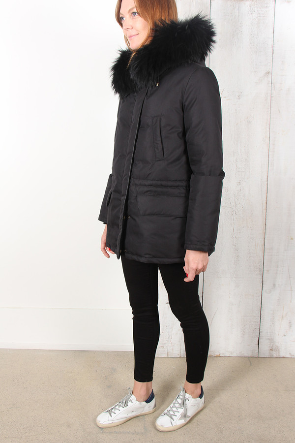 Yves Salomon BLACK FUR LINED PARKA Yves Salomon BLACK FUR LINED PARKA