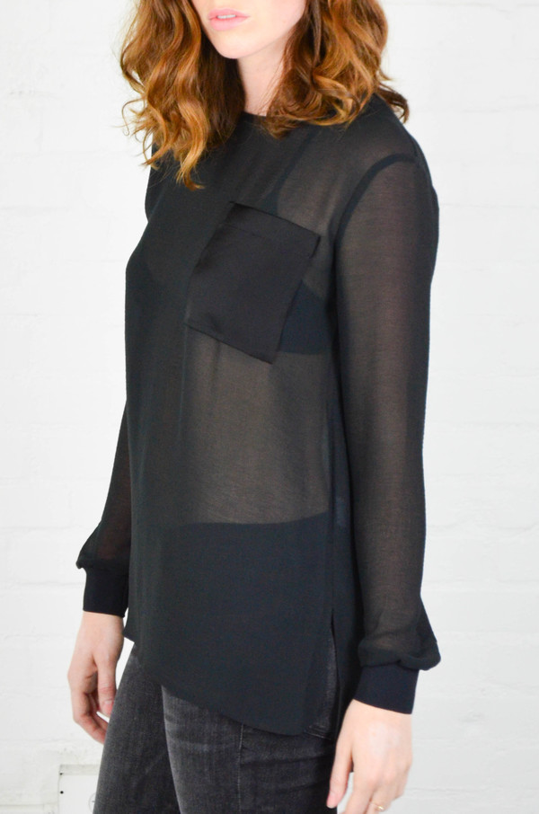 ATM Anthony Thomas Melillo ATM Sheer Crepe Woven Tee ATM Anthony Thomas Melillo ATM Sheer Crepe Woven Tee
