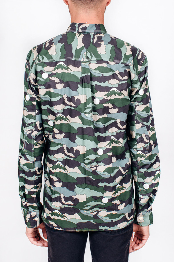 Men's Maison Kitsune Landscape Military Shirt Men's Maison Kitsune Landscape Military Shirt