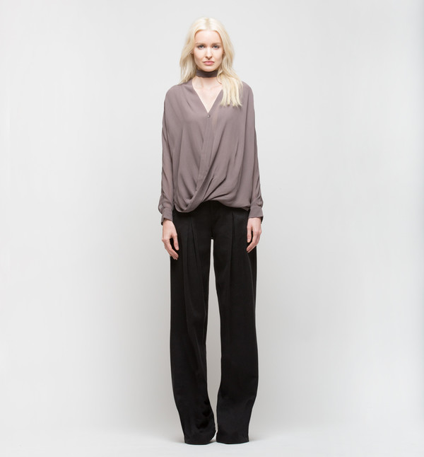 Laura Siegel Draped Top with Collar Light Lavender Laura Siegel Draped Top with Collar Light Lavender