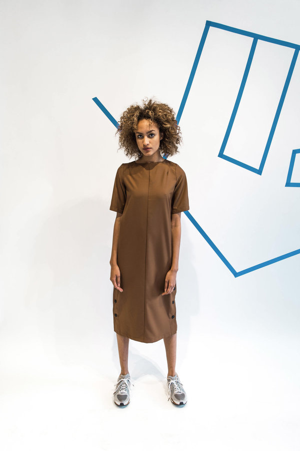 Wolcott : Takemoto Hamlet Dress - Silty Brown Wolcott : Takemoto Hamlet Dress - Silty Brown