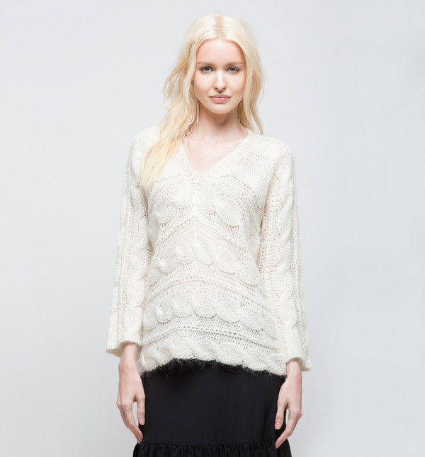 Ryan Roche V-Neck Sweater Ivory Ryan Roche V-Neck Sweater Ivory
