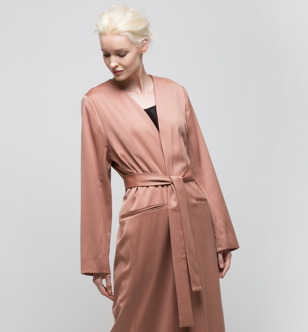 Ryan Roche Long Collarless Jacket Rose Sable Ryan Roche Long Collarless Jacket Rose Sable