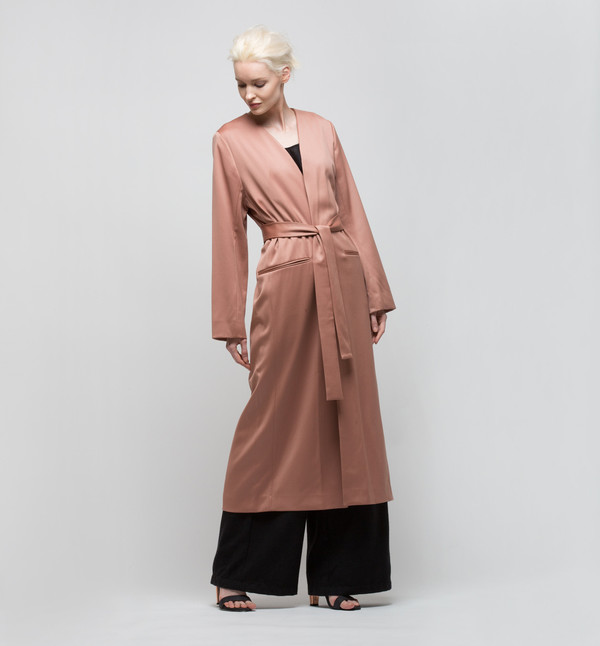 Ryan Roche Long Collarless Jacket Rose Sable Ryan Roche Long Collarless Jacket Rose Sable