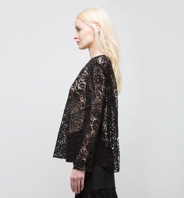 Ryan Roche Tie-Back Top Black French Lace Ryan Roche Tie-Back Top Black French Lace