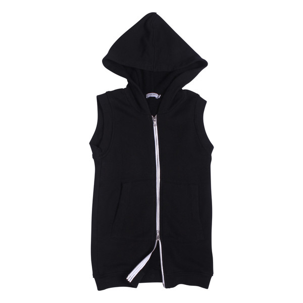 Kid's Mimobee Rocky Sleeveless Long Hoodie - Black Kid's Mimobee Rocky Sleeveless Long Hoodie - Black