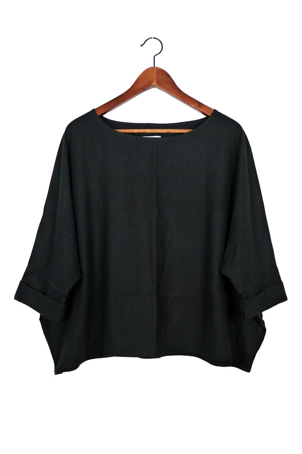 Jamie + The Jones T Top, Black Raw Silk Jamie + The Jones T Top, Black Raw Silk