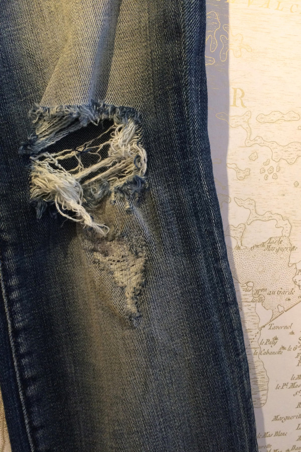 R13 Alison Crop in Enfield with Torn Knees R13 Alison Crop in Enfield with Torn Knees
