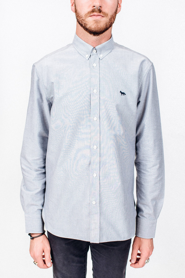 Men's Maison Kitsune Oxford Embroidery Classic Shirt Men's Maison Kitsune Oxford Embroidery Classic Shirt