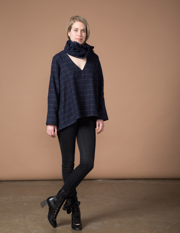 SBJ Austin Pamela Top - Navy Woven Window SBJ Austin Pamela Top - Navy Woven Window