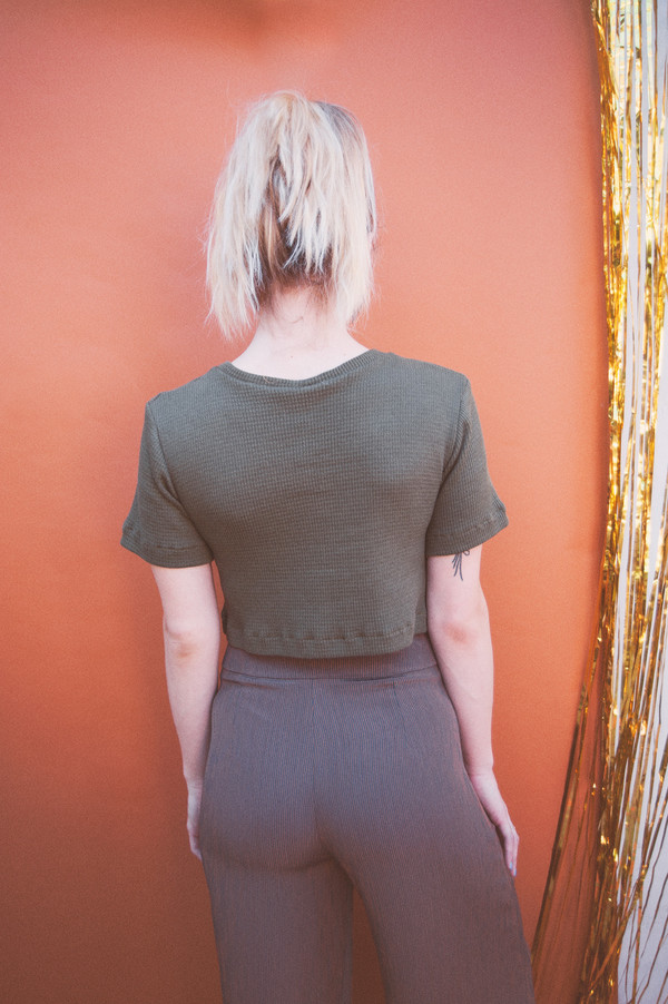 Lykke Wullf Green Rib Knit Lola Tee Lykke Wullf Green Rib Knit Lola Tee