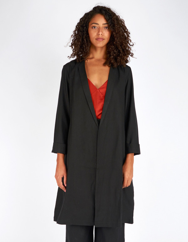 Ali Golden Raw Silk Notch Jacket Black Ali Golden Raw Silk Notch Jacket Black