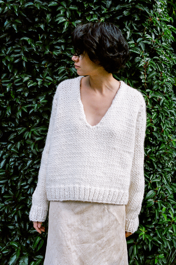 Anaak Mori Handknit V-Neck Pullover Black Anaak Mori Handknit V-Neck Pullover Black