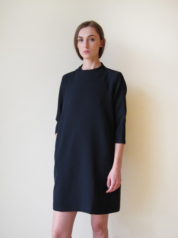 KAAREM Pure Mock Neck Dress, Blue/Black KAAREM Pure Mock Neck Dress, Blue/Black