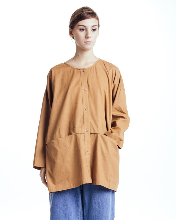 Revisited Matters Cropped Raincoat Top in Clay Revisited Matters Cropped Raincoat Top in Clay