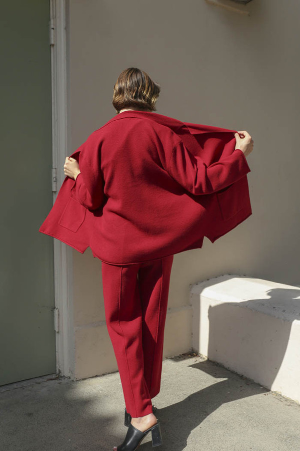 giu giu La Grenade Double Knit Blazer in Pomegranate giu giu La Grenade Double Knit Blazer in Pomegranate