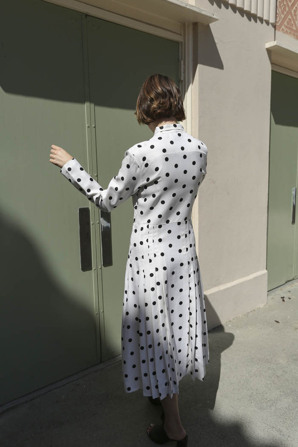 Maryam Nassir Zadeh Ana Tie Front Dress in Black/White Polka Dot Maryam Nassir Zadeh Ana Tie Front Dress in Black/White Polka Dot