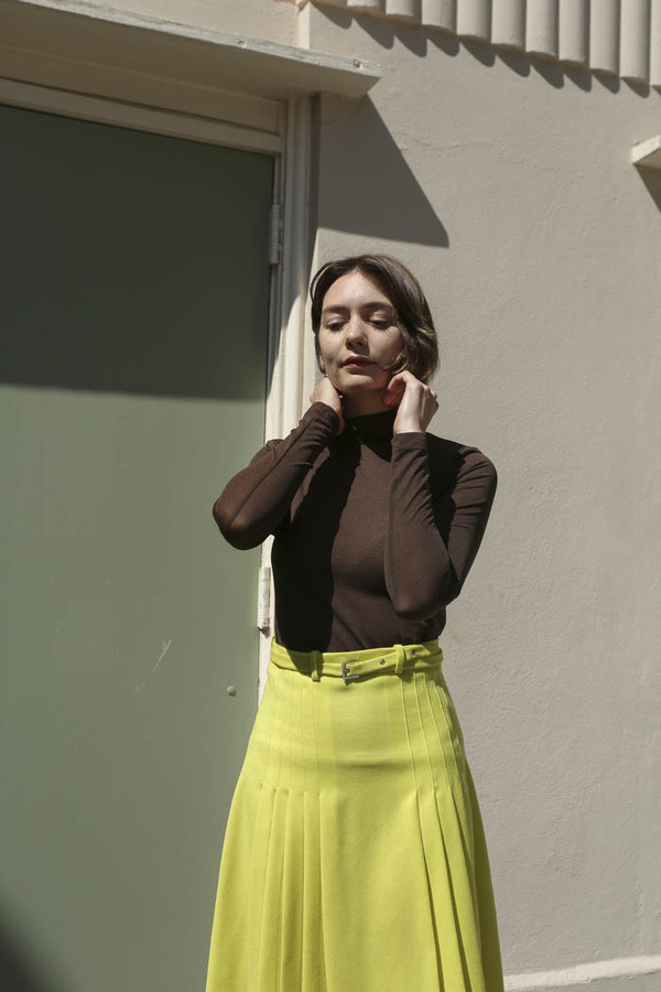 Maryam Nassir Zadeh Renata Pleated Skirt in Acid Maryam Nassir Zadeh Renata Pleated Skirt in Acid