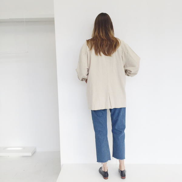 Johan Vintage Beige Linen Blend Work Jacket Johan Vintage Beige Linen Blend Work Jacket