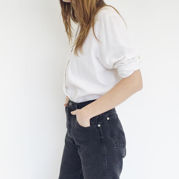 Johan Vintage White Linen Blend Pintuck Top Johan Vintage White Linen Blend Pintuck Top