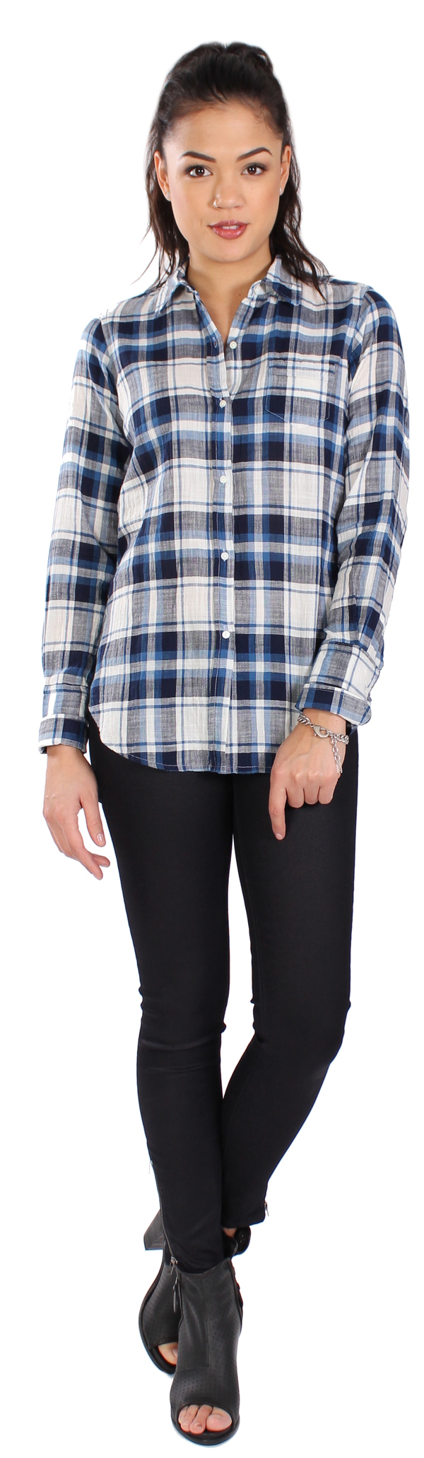 Nili Lotan Shirt Chambray Plaid Nili Lotan Shirt Chambray Plaid
