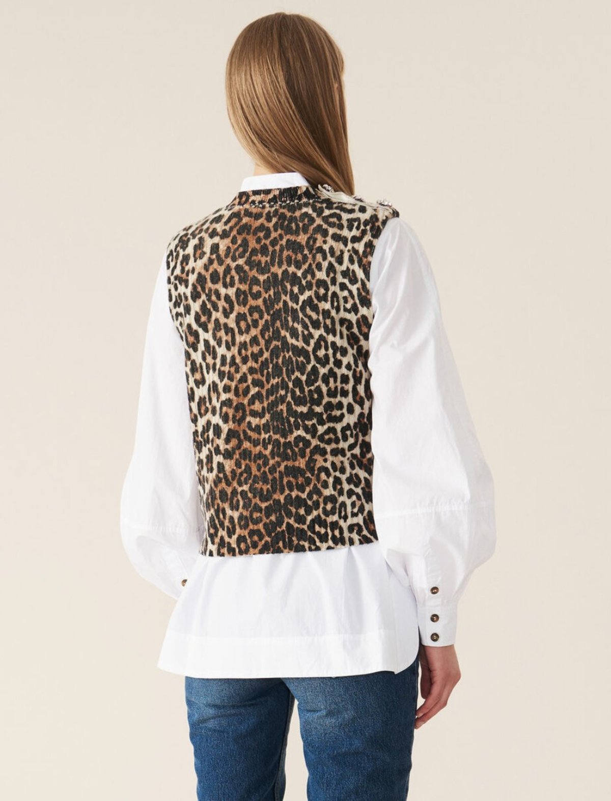 Ganni Print Knit Vest - Leopard 