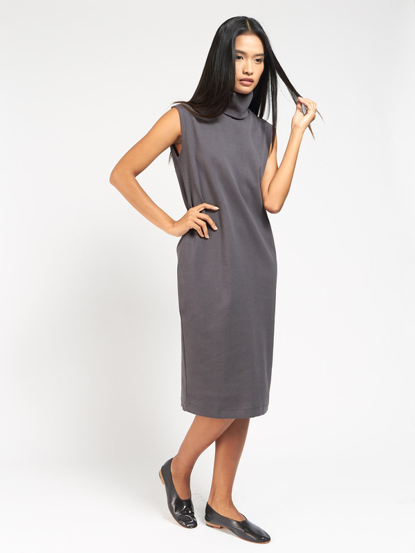 Kowtow Rib Roll Neck Dress Charcoal Kowtow Rib Roll Neck Dress Charcoal