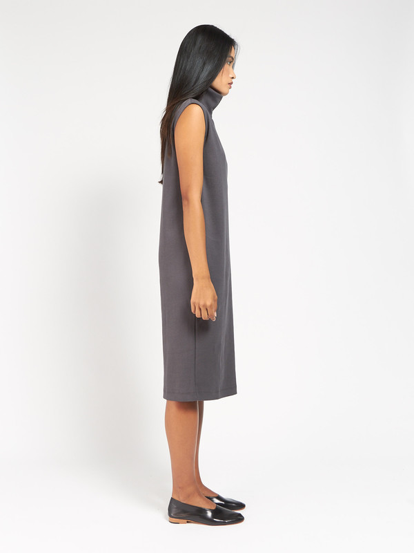 Kowtow Rib Roll Neck Dress Charcoal Kowtow Rib Roll Neck Dress Charcoal