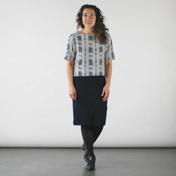 Jennifer Glasgow Makulis Top in Navy Ikat Jennifer Glasgow Makulis Top in Navy Ikat