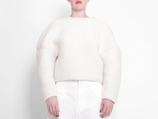 Berenik Quilted Fleece Sweater - White Berenik Quilted Fleece Sweater - White