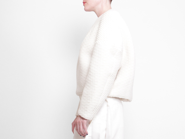Berenik Quilted Fleece Sweater - White Berenik Quilted Fleece Sweater - White