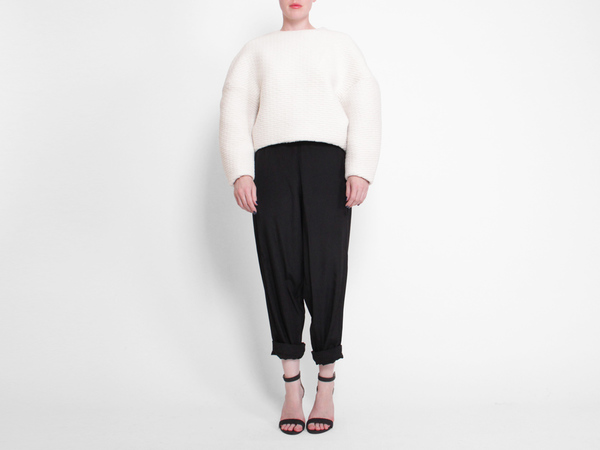 Berenik Quilted Fleece Sweater - White Berenik Quilted Fleece Sweater - White