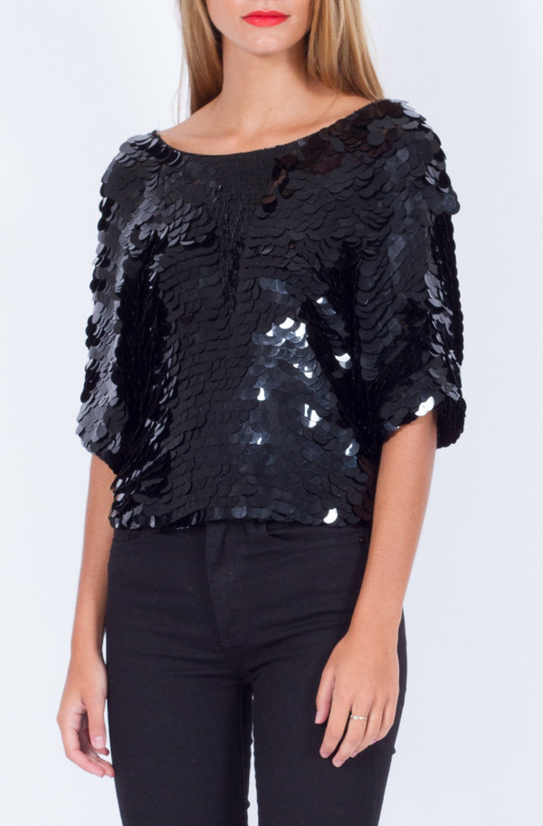 BLACK SEQUIN DISC TOP (SMALL-MEDIUM) BLACK SEQUIN DISC TOP (SMALL-MEDIUM)