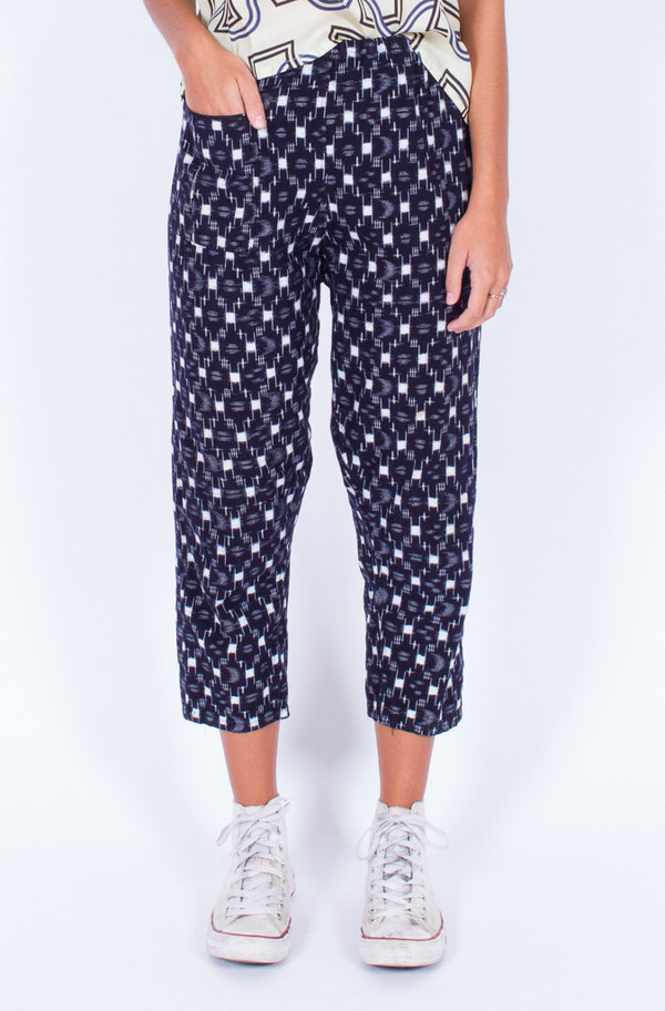 Navy Ikat Print Pants (Small) Navy Ikat Print Pants (Small)