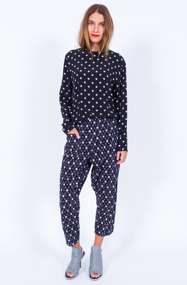 Navy Ikat Print Pants (Small) Navy Ikat Print Pants (Small)