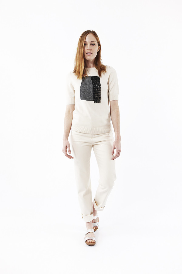 Cashmere In Love Beaded Fringe Pullover in Ivory Cashmere In Love Beaded Fringe Pullover in Ivory