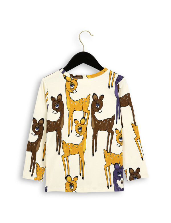 Kid's Mini Rodini ROE DEER LONG SLEEVE T-SHIRT - BROWN Kid's Mini Rodini ROE DEER LONG SLEEVE T-SHIRT - BROWN