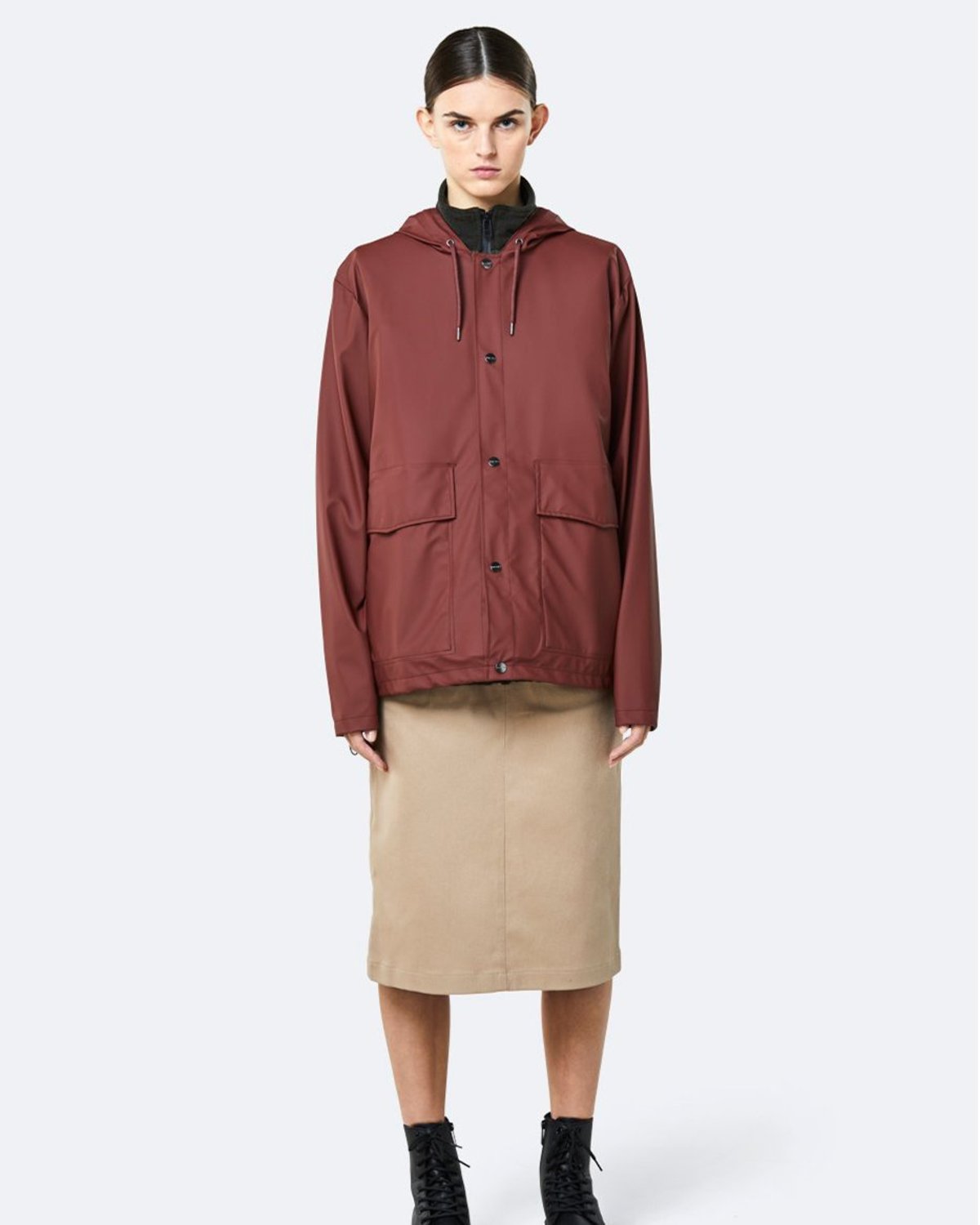 short hooded rain jacket