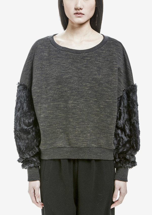 Berenik Sweater Long Sleeves Cotton/Cotton Mix Fur - Dark Gray Mottled Berenik Sweater Long Sleeves Cotton/Cotton Mix Fur - Dark Gray Mottled