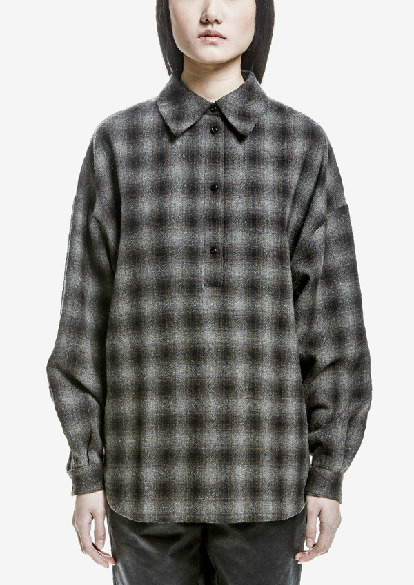 SHIRT LONG SLEEVES WOOL TWEED – BLACK / BROWN SHIRT LONG SLEEVES WOOL TWEED – BLACK / BROWN