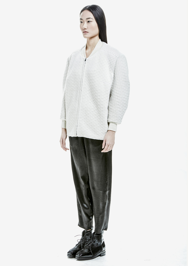 Berenik Pilot Jacket Zip Quilted Fleece - White Quilt Berenik Pilot Jacket Zip Quilted Fleece - White Quilt