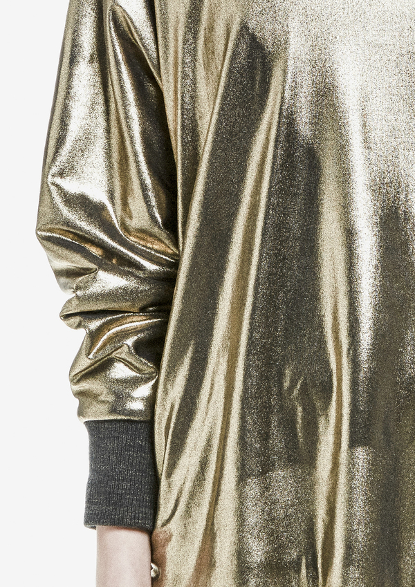 Berenik Sweater Long Sleeves Rib Cuff Metallic Cotton - Gold Berenik Sweater Long Sleeves Rib Cuff Metallic Cotton - Gold